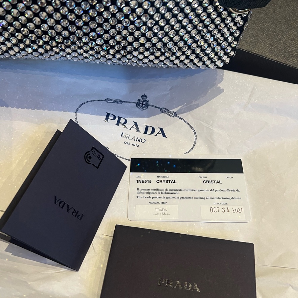 Authentic Prada Black Satin Crystal Re-Edition 2000 Mini Bag - Picture 8 of 11